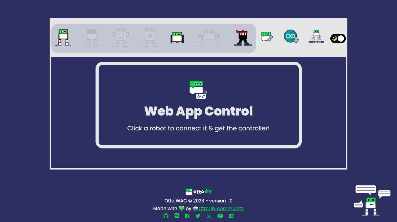 Main screen Otto Web App Control